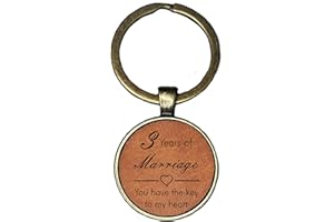 KEEN CACTUS 3 Years Of Marriage, 3rd Wedding Anniversary Keyring, Leather Gift Key Chain (You Have The Key To My Heart)
