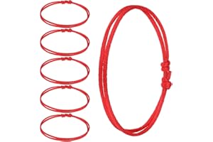 Yolev 6-Piece Red Cord Bracelet Set - Adjustable Kabbalah Knot String Bracelets for Friendship, Good Luck, Graduation, Birthday, Lovers