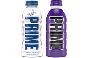 Blissify Bebida deportiva de hidratación PRIME por Logan Paul & KSI - Dodgers de Los Ángeles (LA) + uva - Botella de 500 ml