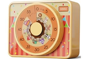 VOCOO Timer Vis. Bambini - Delizioso Mot. Arcobaleno, Contdown 60 Min, Ideale per Aula/Ufficio/Cucina, Magnete Forte, Silenzioso, Con 2 Pile AAA Incluse(Arancione)