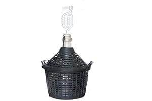 WYSKONT Gärballon, Gärröhrchen mit stopfen, Glasballon, Weinballon, Gärbehälter, Glasflasche, Weinherstellung, Flasche Kunststoffkorb, Fermentation, Weinballon zubehör, Glasgärballon Gummistopfen 15l