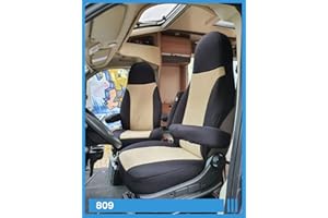 BREMER SITZBEZÜGE Measure Pilot 809 Housses de siège compatibles avec Camping-Car, conducteur et Passager Ducato Noir/Beige