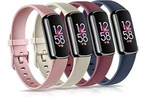 WOOZ [4 Pack] Straps Compatible with Fitbit Luxe Strap, Classic Replacement Soft Silicone Sport Bands Wristband Colorful Band for Luxe Fitness Tracker