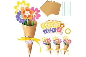 HAOKELAI 24 Set Flower Bouquet Craft Kit, Muttertagsgeschenke für Mama, Basteln zum Muttertag, Papierherstellung Kit, DIY Blumenpapierhandwerk Muttertag Geschenk, DIY Gift School Familienaktivitäten