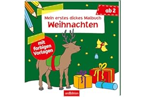 Mein erstes dickes Malbuch ab 2 – Weihnachten: Mit farbigen Vorlagen | Erstes Ausmalen mit einfachen Motiven