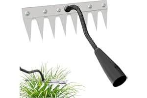71NMLY 8 Dents Rateau De Désherbage,Râteau de Désherbage Multifonction en Métal,Râteau de Jardin en Acier Au Carbone,Râteau De Jardin en Métal Très Résistant pour Désherber,Ameublir,Semence(sans Manche)