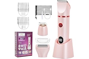 FOCENAT 3 in 1 Rasoio Elettrico Donna, Rasoio Parti Intime Donne Ricaricabile con 3 Testine di Taglio Rimovibili, Epilatore Elettrico Donna Bikini, IPX7 Impermeabile Intimate Shaver, Electric Lady Shaver