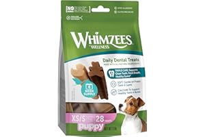 WHIMZEES Bâtonnets à Mâcher pour Chiot de Très Petite Taille et Petite Taille, Friandises Naturelles pour l'Hygiène Bucco-Dentaire, Taille XS/S, Sac de 28 Pièces