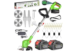 SUAIIOLK Débroussailleuse à Batterie 21V, Coupe Bordure sans Fil 4 en 1, Debroussailleuse Electrique sans Fil avec 2 Batteries 4.0 Ah pour Jardin Élagage,Pelouses et Terres Agricoles,Green