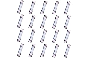 HUAREW F6.3AL250V 20 piezas fusible de vidrio de acción rápida 5x20 mm 6.3A 250 V 0,2 x 0,78 pulgadas fusible de retardo de tiempo (paquete de 20 piezas)