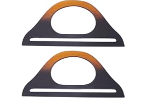 WADORN 2 Uds Bolso de Madera con Asa En Forma de D, Asas de Madera para Manualidades, Bolso de Macramé Hecho A Mano Asa de Repuesto para Bolso de Playa Bolso de Paja Bolso de Lona Bolso de Compras