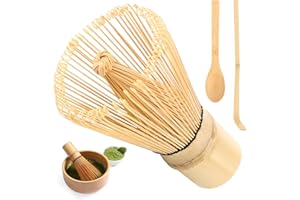 Matcha Kit – ELEPRUC Fouet à 100 Dents en Bambou Naturel, Traditionnel Chasen, Cuillère et Pelle en Bambou, pour la Cérémonie Japonaise du Thé et la Préparation de la Boisson Matcha