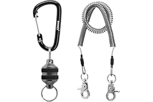 SAMSFX Retráctor de clip magnético de liberación de red más fuerte con cordón en espiral