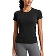 CRZ YOGA Seamless Workout Tops for Women Short Sleeve Athletic Tees Breathable Gym Running Yoga Tshirts Shirts