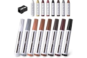 Peakally 17 pcs Stylos de retouche de Meubles Marqueur feutré Multi-usages Kit de réparation de Meubles pour teintures, égratignures, planchers de bois, tables avec Taille-Crayon