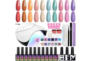‎PHOENIXY Phoenixy UV Gel Nagellack Set, 10 Farben Gelnägel Starterset mit 36W UV LED Nagellampe Lila Nagelset Gelnägel Starterset DIY zu Hause