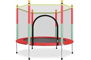 Gziztx Trampolino esterno per bambini, diametro 140 cm, per interni con rete di sicurezza, trampolino da giardino per attività all'aperto per bambini