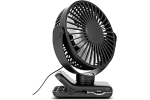 AXFEE Mini Puissant Ventilateur À Pince, Ventilateur Silencieux Portable, 3 Vitesse Petit Ventilo Table À Angle Réglable pour la Chambre, Bureau, Domair,Cuisine(Rotation 360°,Alimenté Par USB)