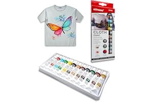 BullTek Juego de 12 pinturas permanentes para tela, pintura al temple, pintura acrílica al agua para tela, cuero, ideal para camisetas, bolsos, jeans, zapatos, ropa, cuero, para principiantes y profes