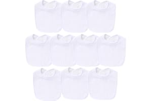 Hakochia Muslin Baby Bibs Extra Thick, for Heavy Droolers 0-36M | 6-Layer Super Absorbent Baby Feeding Bibs | Unisex Neutral Design 10-Pack, Hypoallergenic & Quick Dry