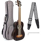 Aklot Ukulele basso acustico elettrico da 30 pollici Blackwood africano Aquila EADG con cinturino Gig Bag per principianti e 