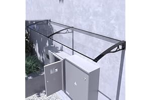 KDDEON Marquesina para Puertas y Ventanas,Tejadillo de Protección para Puertas Delantera,Cubierta de Policarbonato Moderno,Toldo de Entrada de Jardín,Marquesina Arqueada Autolimpiante (80x250cm/31"x98")