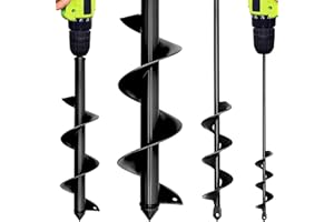 JKKLCC 4x42cm 9x40cm Auger Drill Bit Set,Garden Heavy Duty Spiral Auger For Planting Bulbs Sendings,Post Hole Digger,Repairing Fence,Cultivating,Black