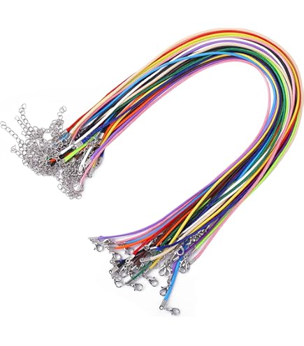 PATIKIL 20 Cordoni Cerati Per Collana - Caffè, 60 Cm, Con Catenella E Moschettone, Per Gioielli Fai Da Te