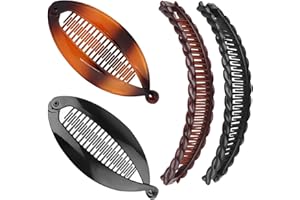 ARWIG 4 fermagli per capelli a banana | Fermagli a banana con doppio pettine | Fermagli a banana per capelli | Fermagli per capelli da donna | Fermaglio per coda di cavallo