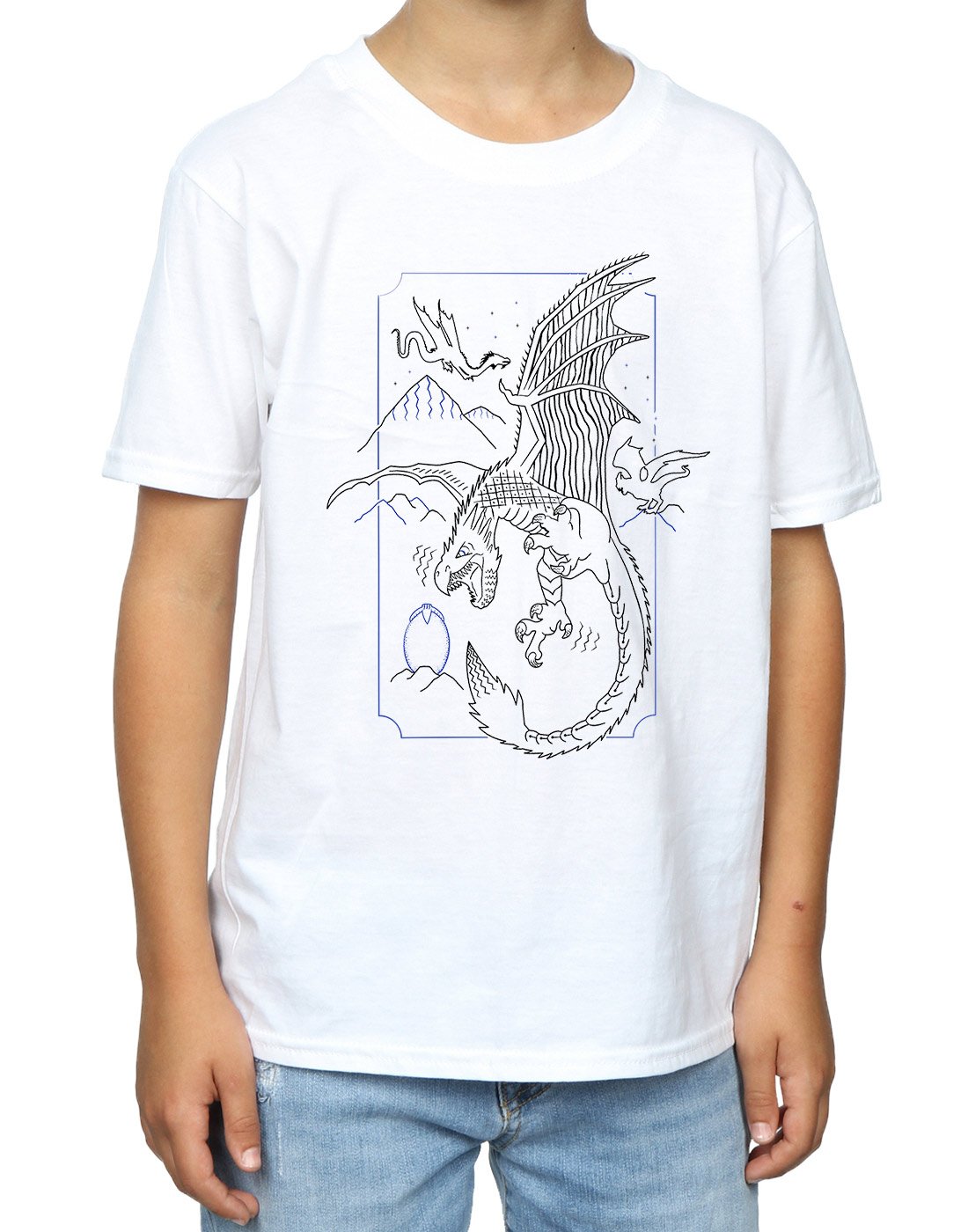 Absolute-Cult-Harry-Potter-Jungen-Dragon-Line-Art-T-Shirt