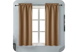 GIRASOLE HOME Coppia Tende Marroni Oscuranti Termiche Morbide Tinta Unita Tenda Isolante per Soggiorno Camera e Interni 2 Pannelli con Tasca 70x145cm