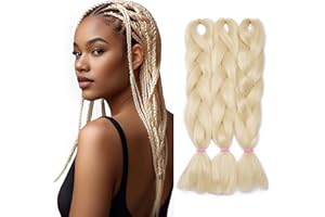 Silk-co 60cm-Treccine Africane Extension 3 Pezzi Capelli Finti per Treccia Extension Trecce Lunghe Braiding Hair–Biondo Chiarissimo