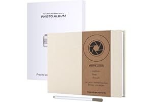 JAECU Album Photo Adhésif Scrapbooking 30x22cm, DIY Scrapbook Album Livre d'or 40 Pages avec Stylo à Bille, pour Mariage Bébé Famille Voyage (Beige)