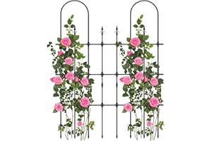 RELAX4LIFE Rankgitter Metall, Rankhilfe für Kletterpflanzen, U-förmiges Spalier zum Stecken, dekorative Gartenzaun mit rostfreier PE-Beschichtung für Blumen, Gemüse, Garten Outdoor, 146 x 186 cm