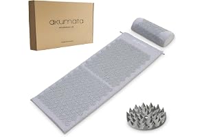 Akupressurmatta Set med Kudde –Akupressurmatta XL för Nacke - Grå Och Grå | Rygg, Ländrygg och Fötter, Kan Lindra Spänningar, Minska Stress och Bättre Sömn
