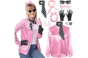 Maryparty Pink Ladies Jacket Pink Jacket for Ladies Fancy Dress 1950s Costume for Women Adults