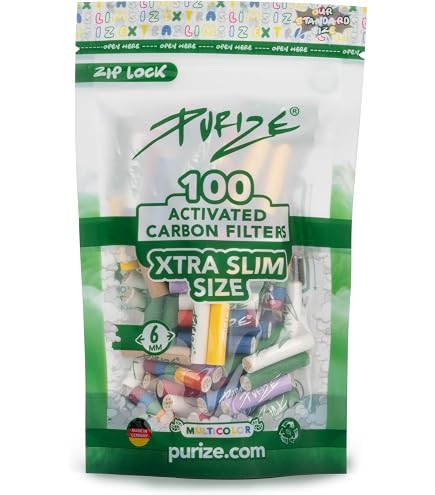 PURIZE® Filtres à Charbon Actif Organique Taille Régulière - 100 Pièces - 9mm - Charbon De Noix De Coco Premium