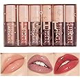 HANDAIYAN Lip Gloss Set 6 Pcs Hydrating Moisturizing Long Lasting High Glossy Light Stain Super Lustrous Balm Oil Tinted Treatment Glow Glass Shine Makeup Colored Bright Lifter For Women Girls(B)