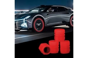 VBGURR 4 Stück Ventilkappen Auto Leuchtend,Universelle Fluoreszierende Reifenventilkappen,Ventilkappen Fahrrad,ABS Kunststoff-Reifen Leucht Ventilkappen für Fahrrad Motorrad,Kfz-Reifenventilstecker (Rot)