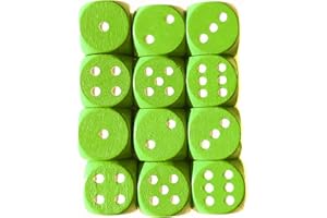 Spieltz Würfel aus Holz für Brettspiele, 16 mm, produziert in Deutschland (12 Würfel, hellgrün mit weißen Augen)