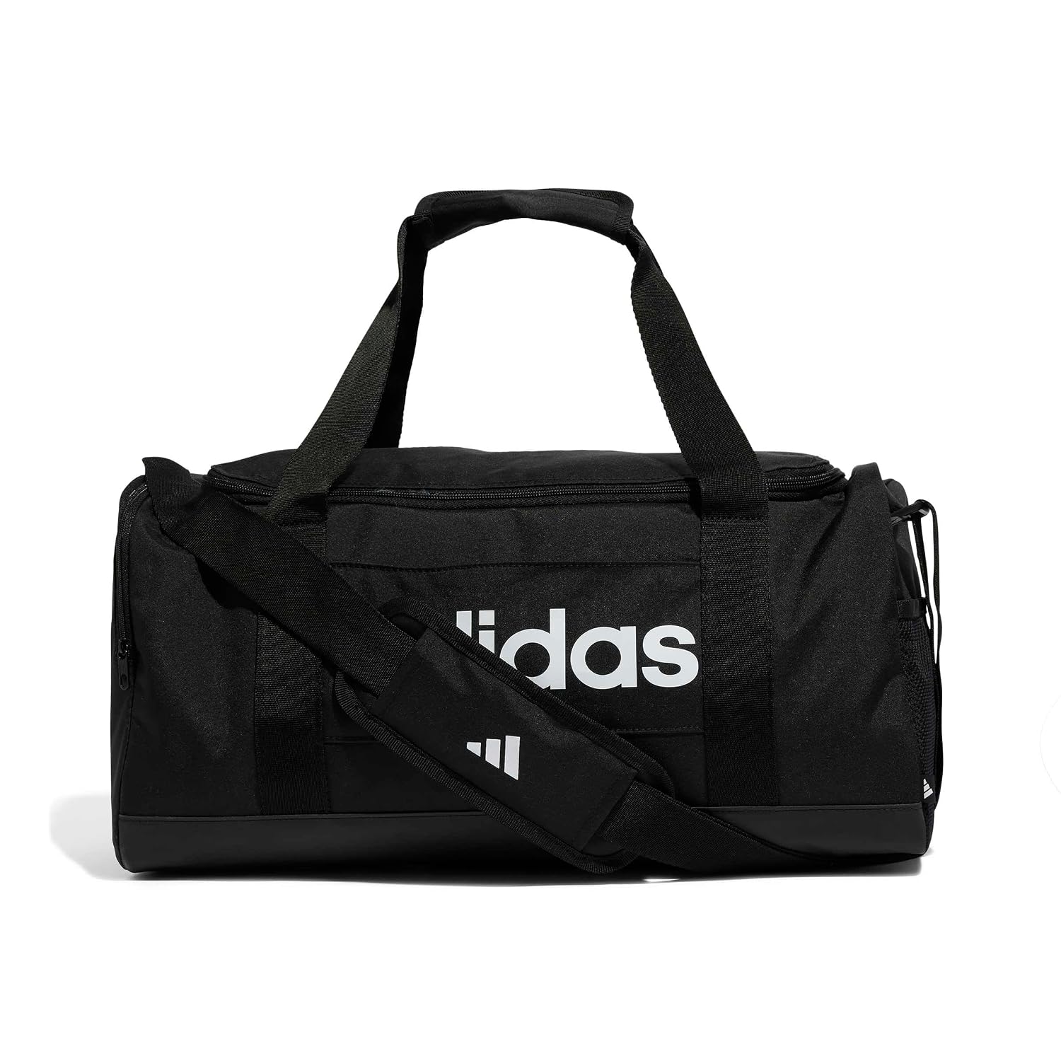adidas Unisex Essentials Linear Duffel Bag Duffel Bag, Black/Black/White, S