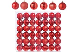 ATB-FOGER ATB Foger - 42 bolas de Navidad decorativas de plástico para árbol de Navidad, bolas rojas, adornos para vacaciones, hogar, festivales, decoraciones de 3 cm
