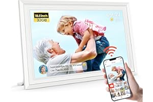 BIGASUO Frameo WiFi Digital Photo Frame 10.1 Inch - 1280x800 HD IPS Touch Screen Picture Frame Electronic, 32GB Memory, Auto Rotate, Wall Mountable, Digital PictureFrame for Sharing Photos and Videos