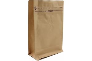DIGUO ½lb / 8oz Kraft Paper Stand Up Flat Bottom Side Gusset Zipper Pouch/Coffee Bags with Degassing Valve. Pack of 50