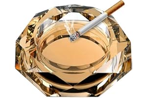 YUEMING Posacenere in cristallo europeo antivento per sigarette, regalo soggiorno, decorazione, vassoio per Home Office decorazione da tavolo (oro-15 cm)