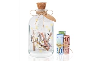 BUY BY BROTHERS Geldgeschenk Geburtstag,LED Flaschenlicht, Geburtstagsgeschenk, Geld Leuchtflasche für Geburtstag, Birthday Money Gift, Happy Birthday, Geburtstagsgeschenk für Frauen, Geburtstagsgeschenk für Männer