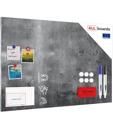 Banjado Glas-Magnettafel 50x50 Cm – Mit 4 Magneten, Beschreibbar, Motiv Erdkugel, Für Küche & Büro