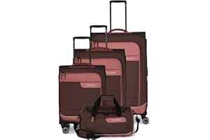 Travelite 4-Rad Koffer Set Weichschale aus recyceltem Material, Größen L/M/S + Reisetasche, Gepäck Serie VIIA: Trolley Set mit Handgepäck im IATA Bordgepäck Maß