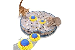 Zouonou Interactive Cat Toys Ball for Indoor Cats, Interactive Cat Toy, Hide and Seek Mouse Catching Game, Kitten Toys/Automatic Cat Toy Fast Rolling Ball