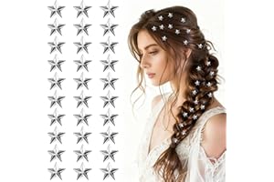 CYUXING 30Pcs Five-Pointed Star Bean Clips for Brides & Children, Rhinestone Mini Claw Clips for Women Cute Hair Accessories Mini Hair Pins for Braids Small Decorative